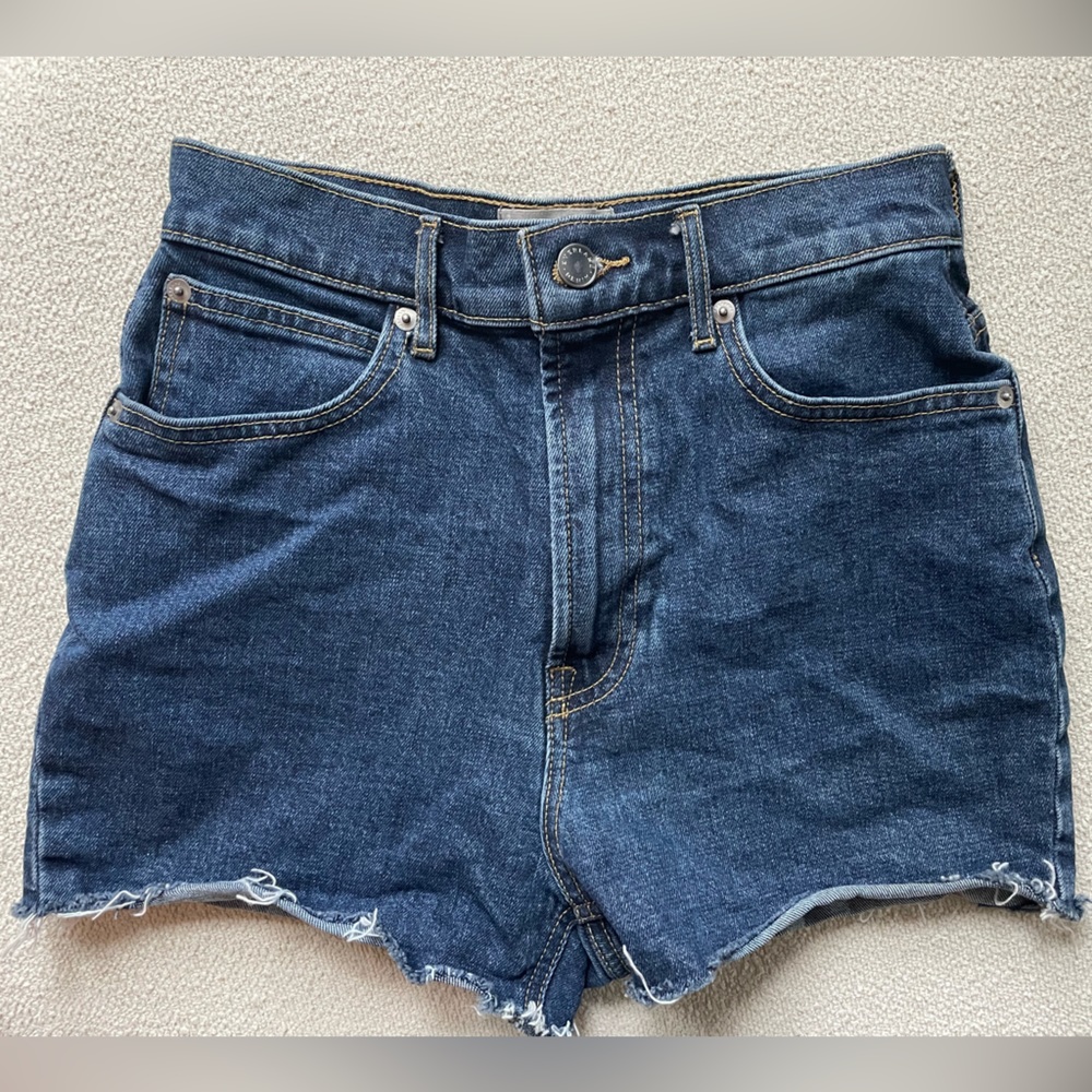Everlane Way-High Jean Short, Size 25, Dark Wash